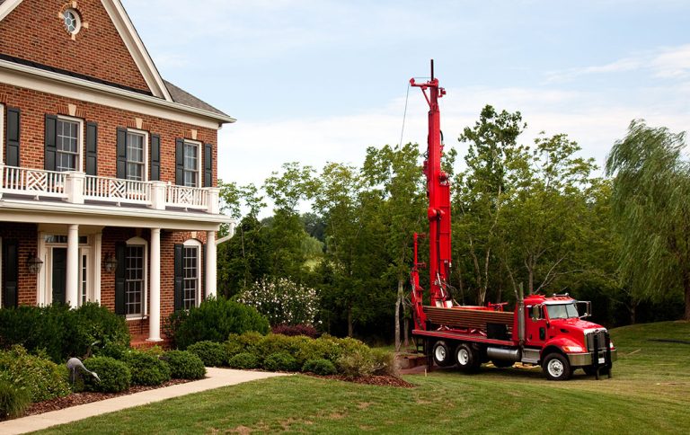 Crane on the lawn of a resident's house